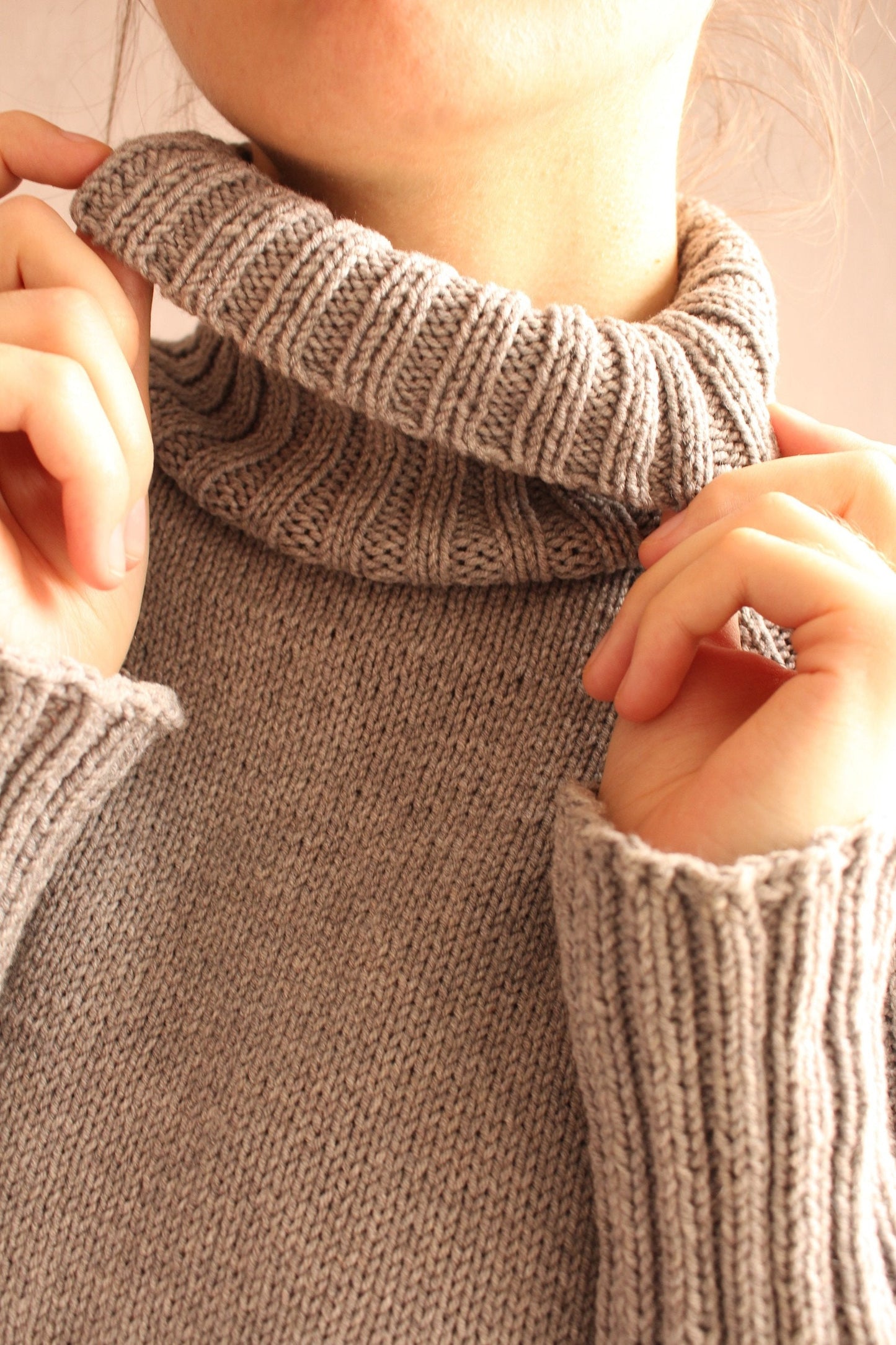 Stretch Knit Turtleneck Sweater, Cotton Pullover, Capsule wardrobe sweater