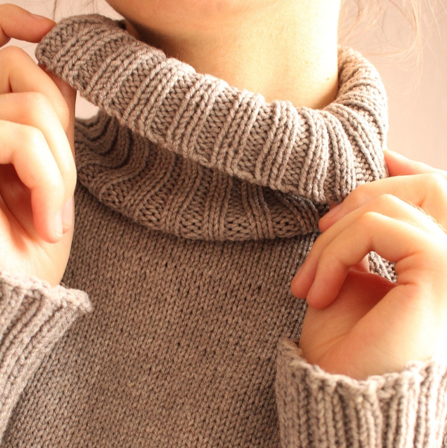 Stretch Cotton Turtleneck Sweater