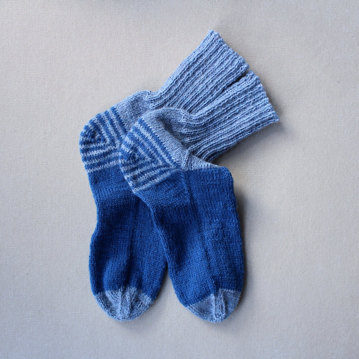 Blue Alpaca Socks with Spiral Heel