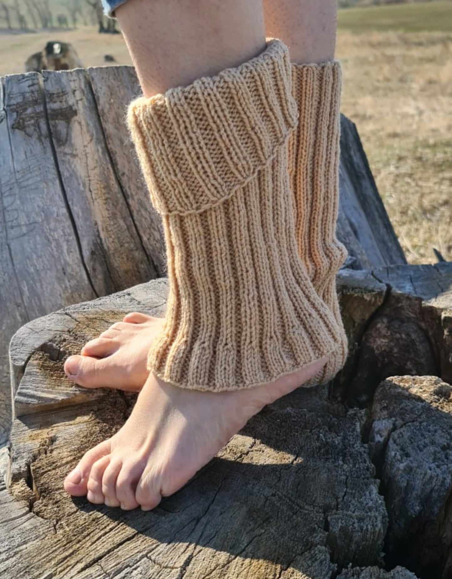 Wool boot toppers, Ribbed leg warmens