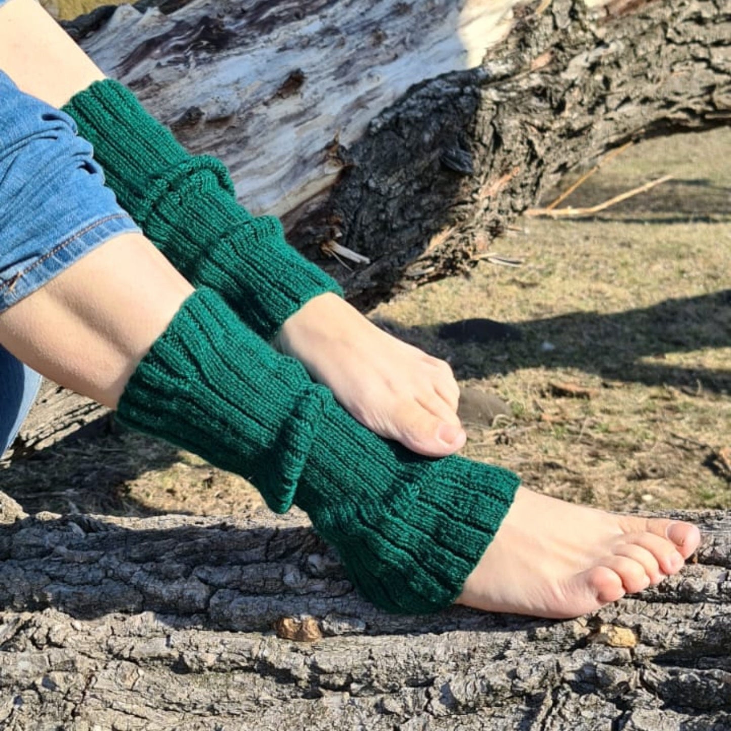 Japanese style loose socks, Kawaii leg warmers, Green boot toppers
