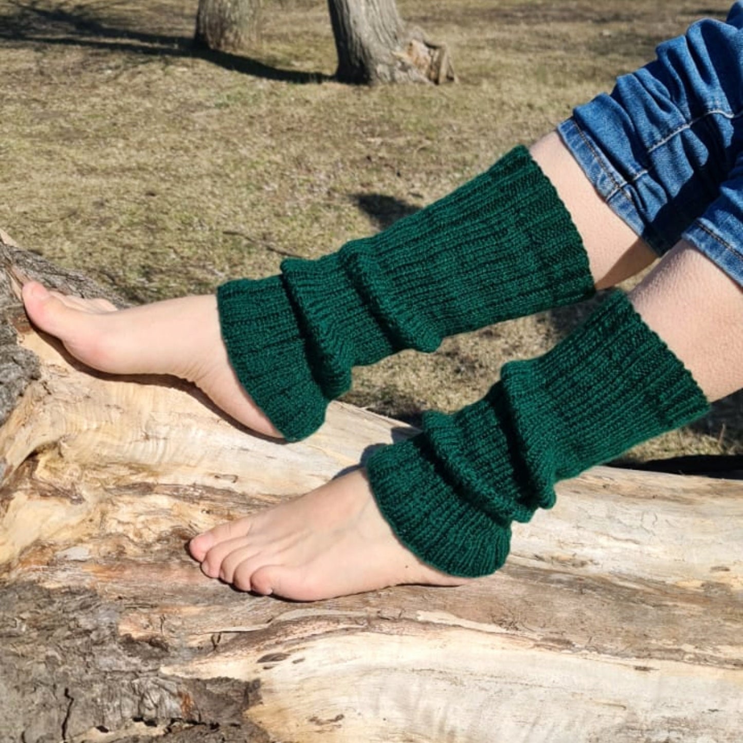 Japanese style loose socks, Kawaii leg warmers, Green boot toppers