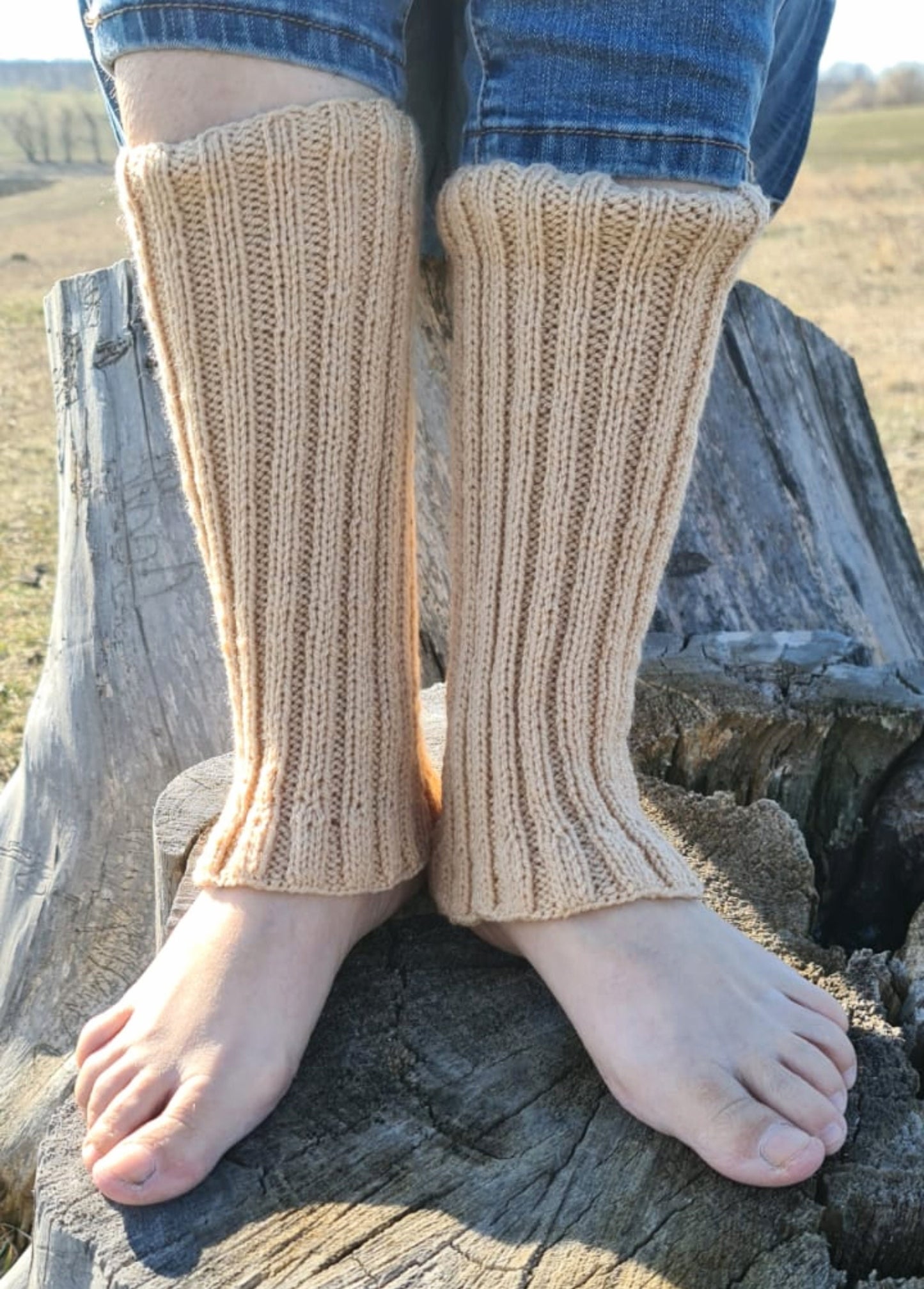 Wool boot toppers, Ribbed leg warmens