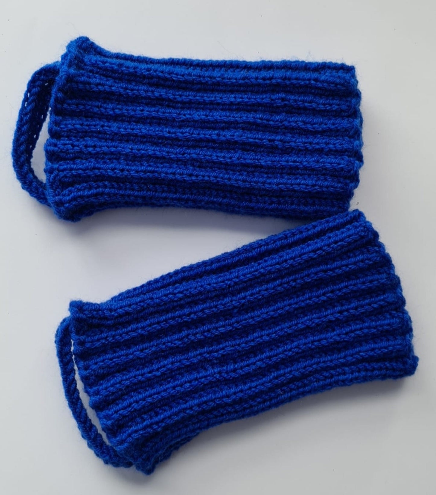 Blue stirrup ankle warmers, Knitted pedicure socks