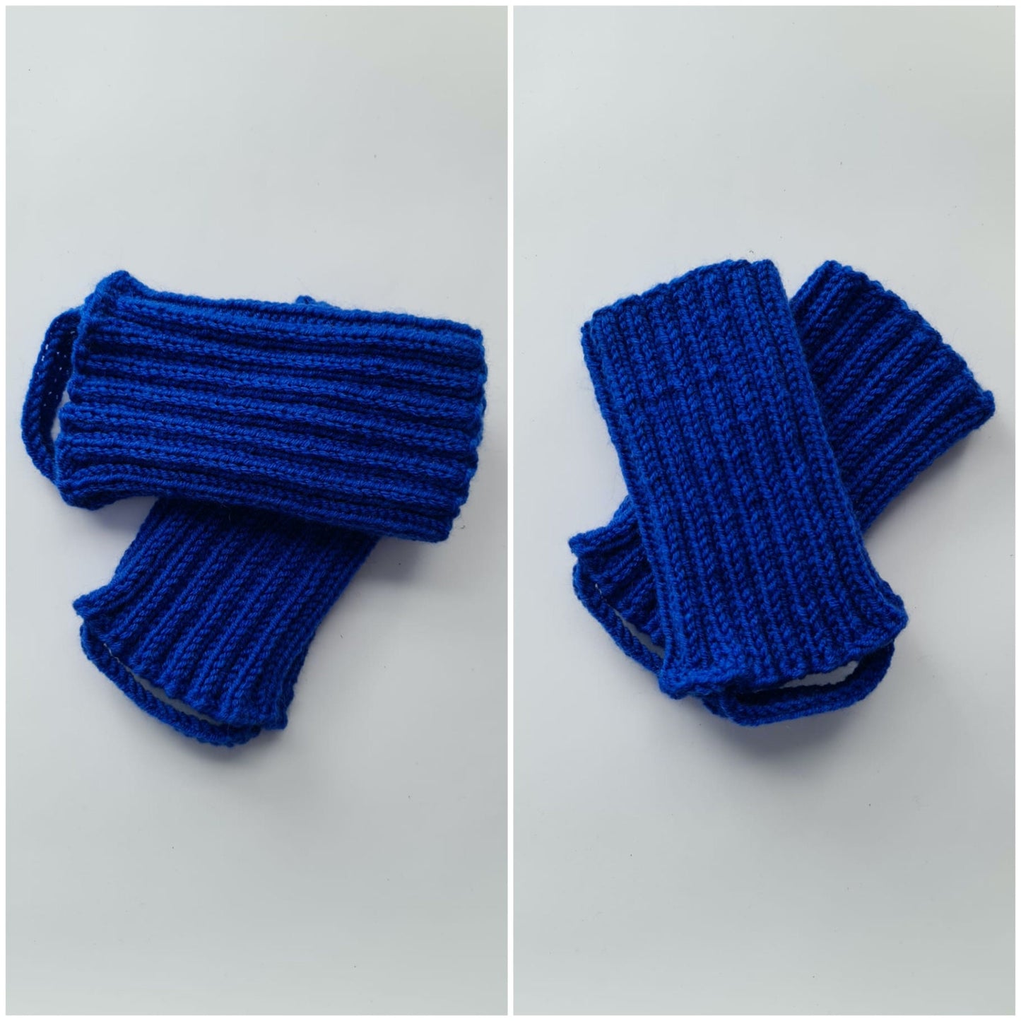 Blue stirrup ankle warmers, Knitted pedicure socks