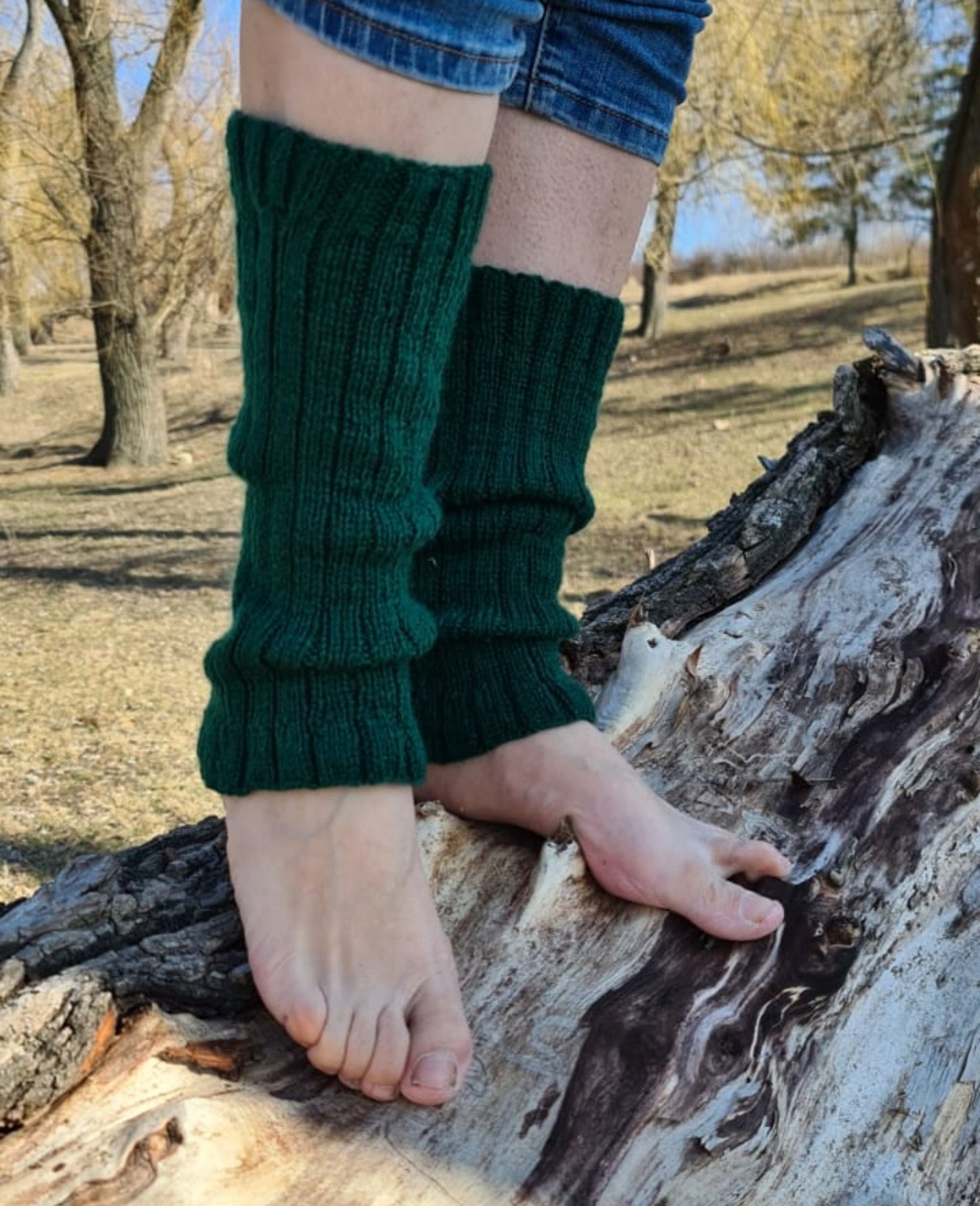 Japanese style loose socks, Kawaii leg warmers, Green boot toppers