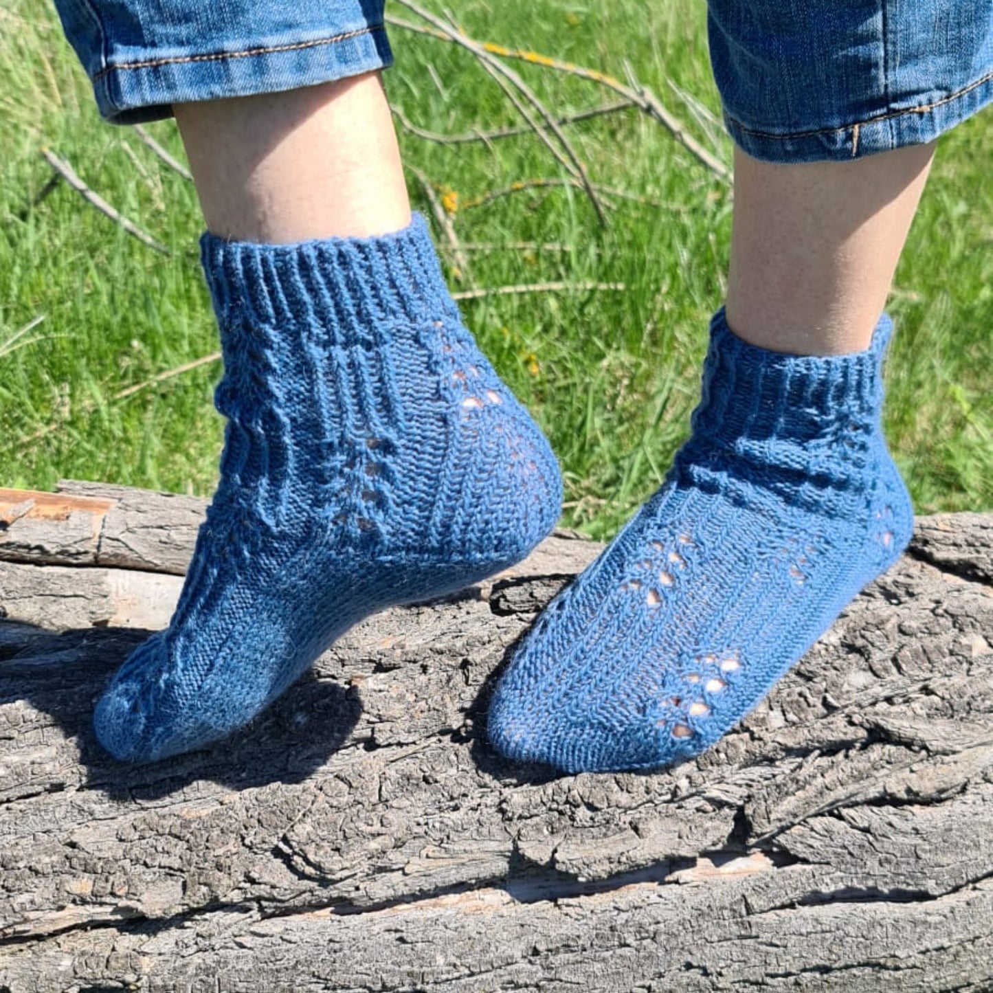 Alpaca hand-knitted socks, Fishnet anklets