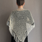 Beige Sparkle Sequin Crochet Triangle Shawl with Tassels
