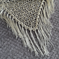 Beige Sparkle Sequin Crochet Triangle Shawl with Tassels
