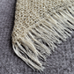 Beige Sparkle Sequin Crochet Triangle Shawl with Tassels