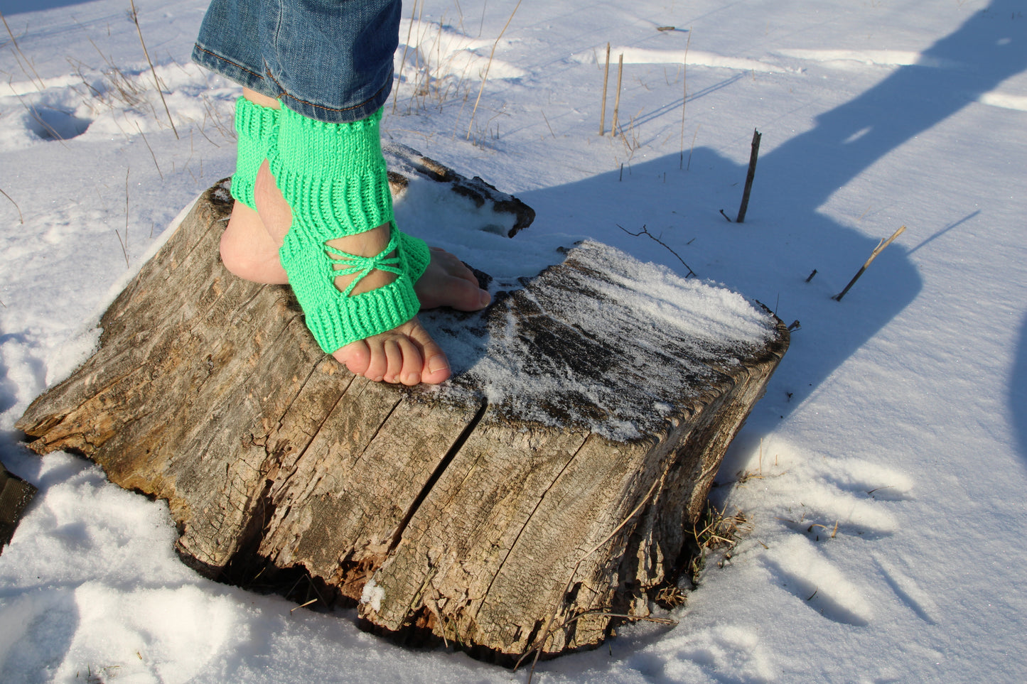 Eco wool-free vegan yoga socks, No toe knitted socks, Pedicure socks