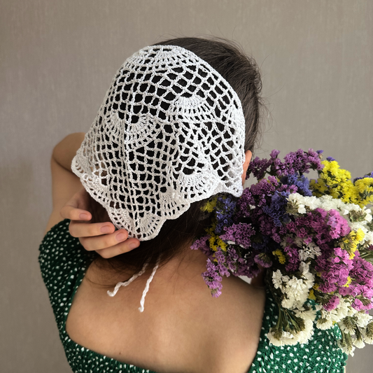 White Boho Summer Hair Kerchief