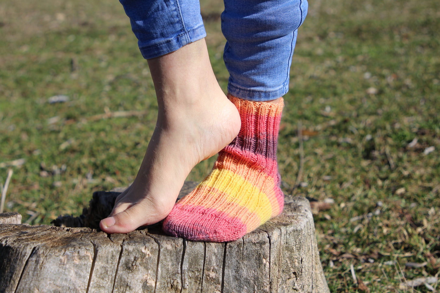 LGBTQ+ Pride socks, Rainbow striped wool blend socks