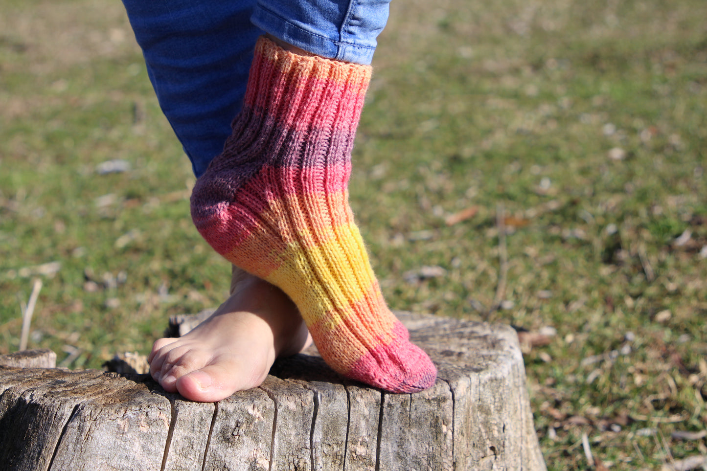 LGBTQ+ Pride socks, Rainbow striped wool blend socks