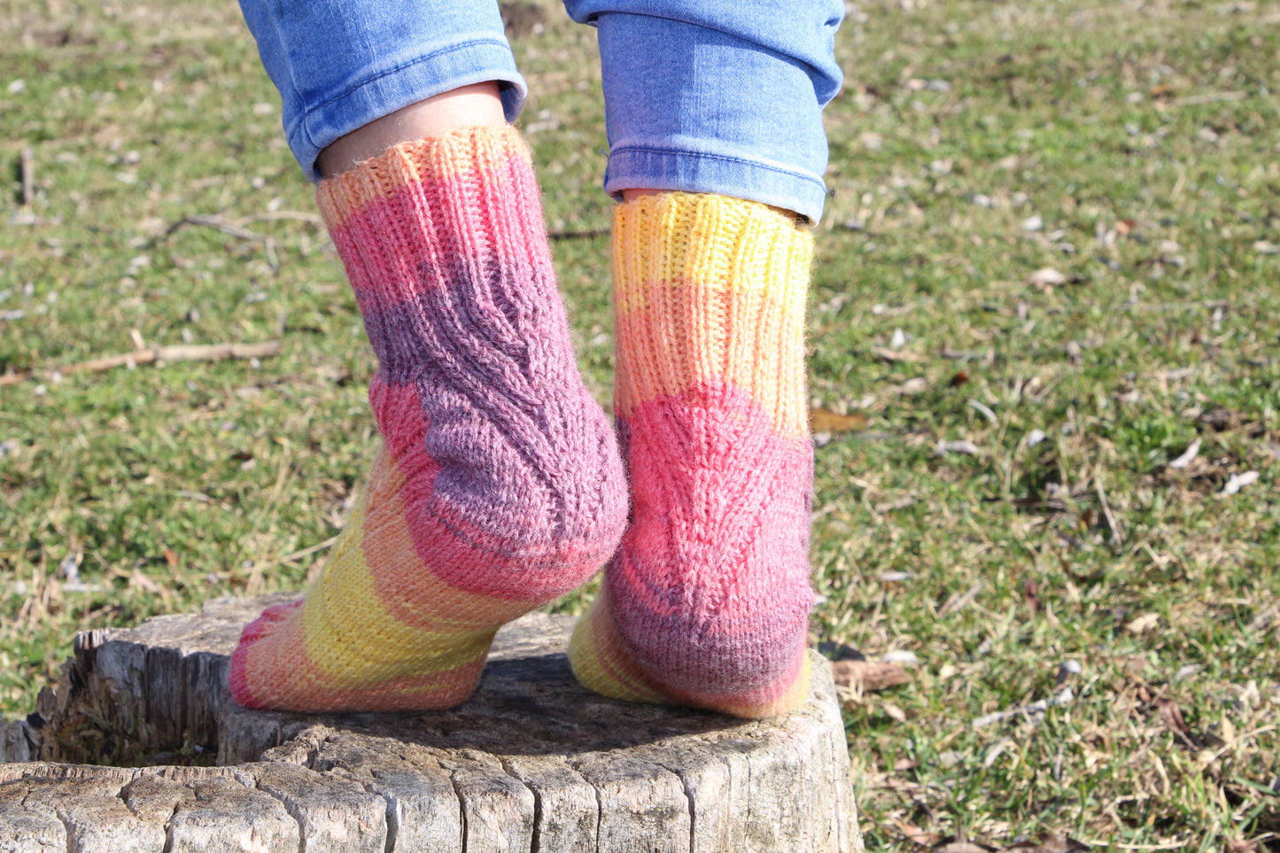 LGBTQ+ Pride socks, Rainbow striped wool blend socks