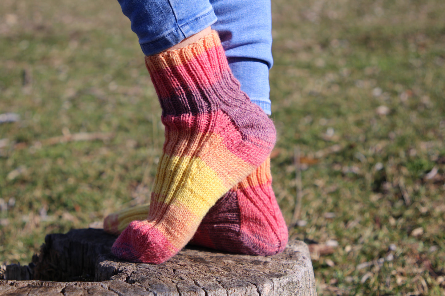 LGBTQ+ Pride socks, Rainbow striped wool blend socks