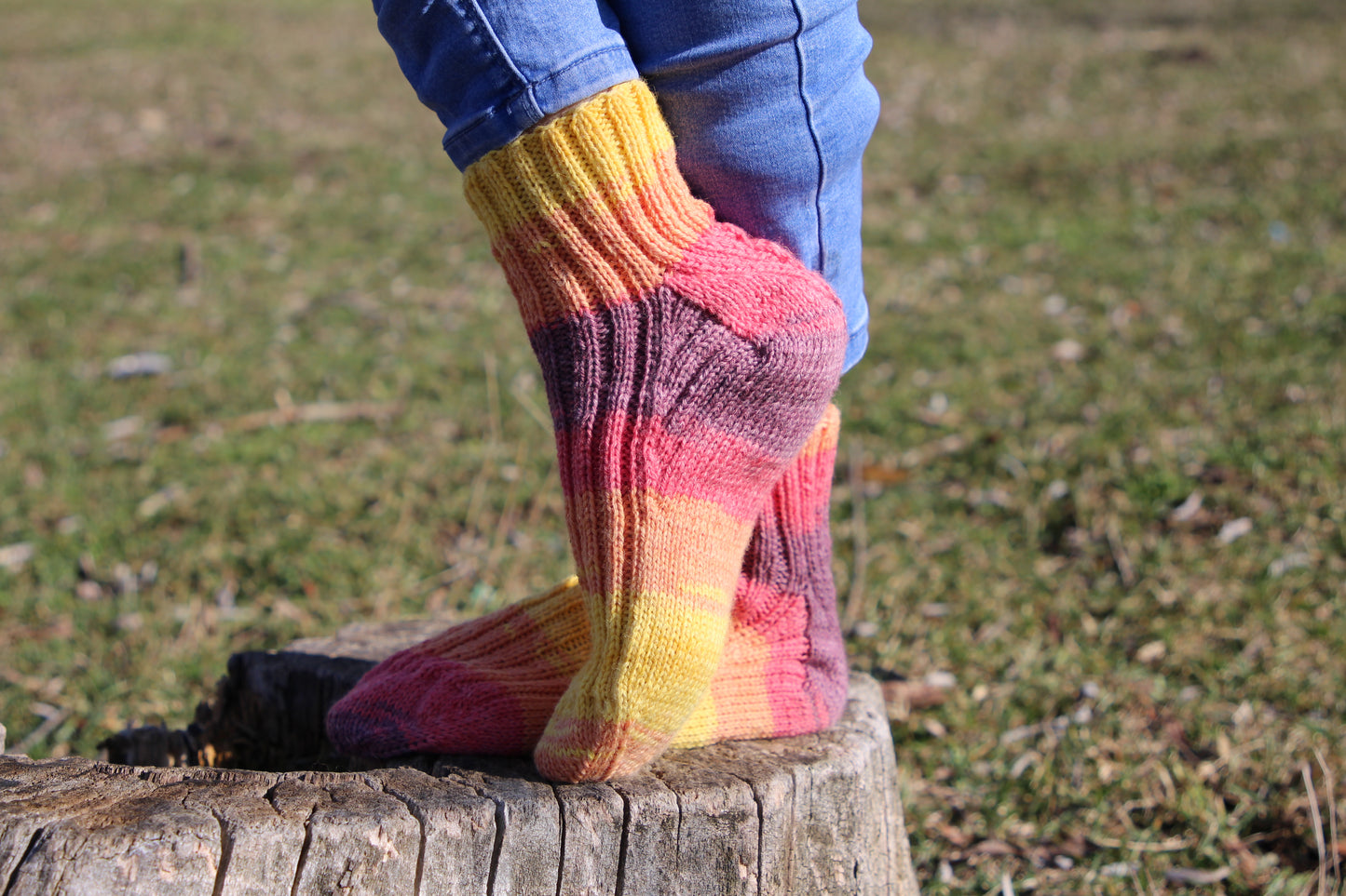 LGBTQ+ Pride socks, Rainbow striped wool blend socks