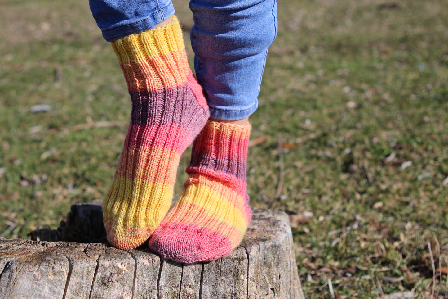 LGBTQ+ Pride socks, Rainbow striped wool blend socks