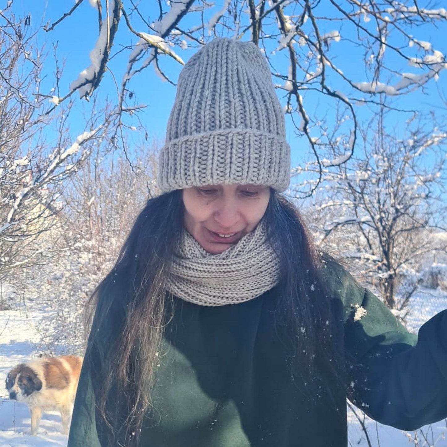 Chunky wool beanie, Winter oversized hat