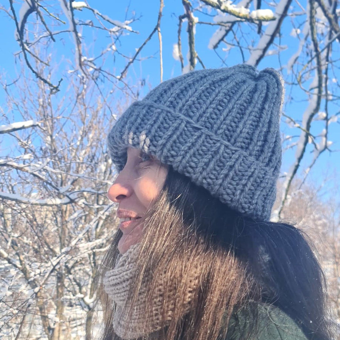 Chunky wool beanie, Winter oversized hat