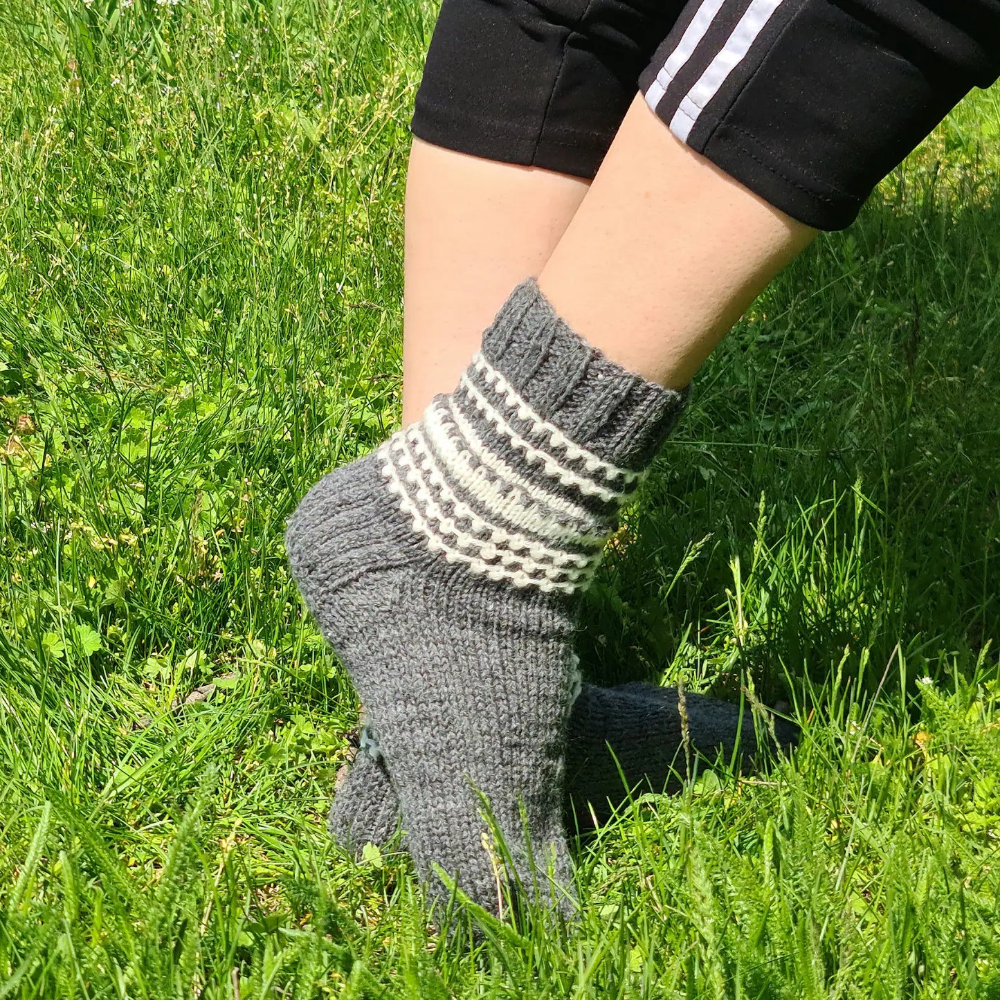 Gray Socks with White Stripes