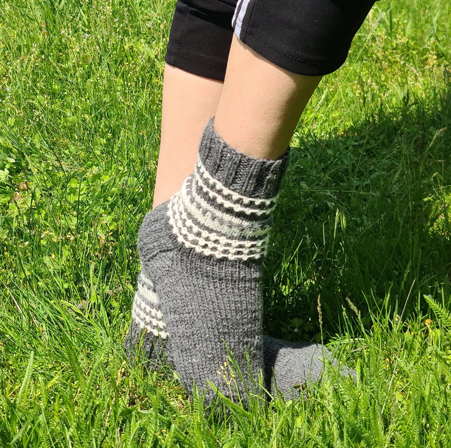 Gray Socks with White Stripes