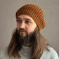 Versatile Brown Merino Ha, Hand-Knit Winter Beret