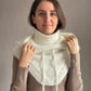 Luxurious Fluffy White Knitted Hood with Attached Cowl Neckwarmer for woman