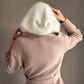 Luxurious Fluffy White Knitted Hood with Attached Cowl Neckwarmer for woman