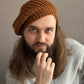 Versatile Brown Merino Ha, Hand-Knit Winter Beret