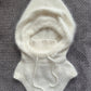 Luxurious Fluffy White Knitted Hood with Attached Cowl Neckwarmer for woman