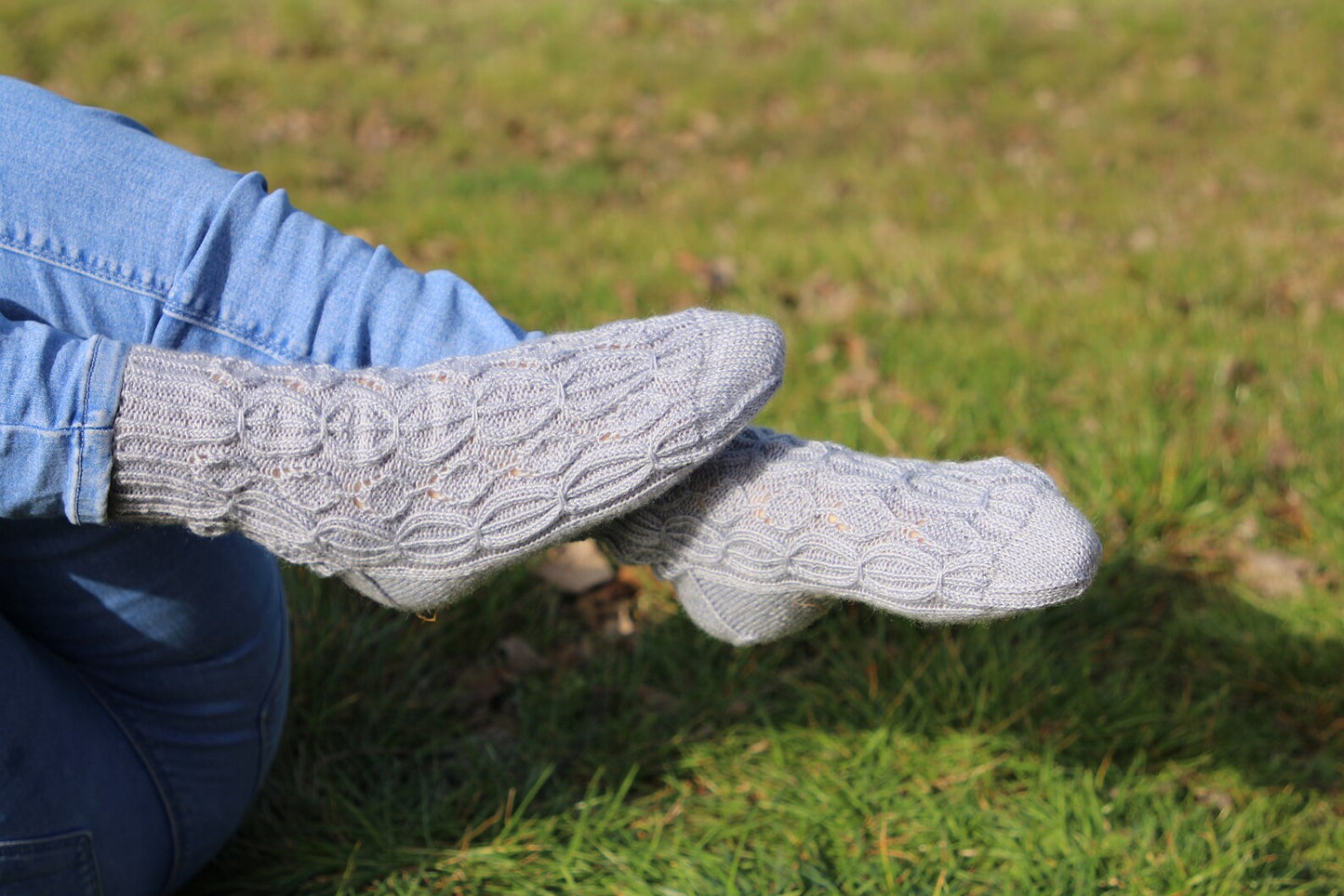 Silver Lace Japanese Patterned Wool Socks