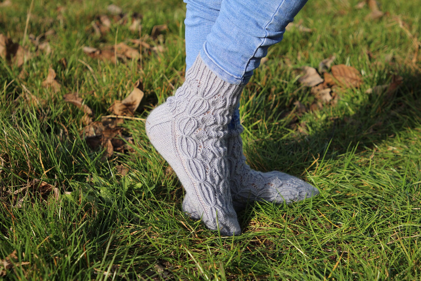 Silver Lace Japanese Patterned Wool Socks