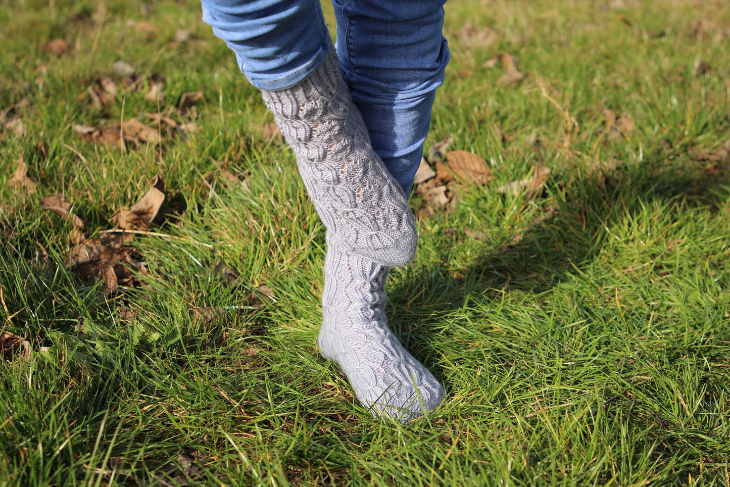 Silver Lace Japanese Patterned Wool Socks