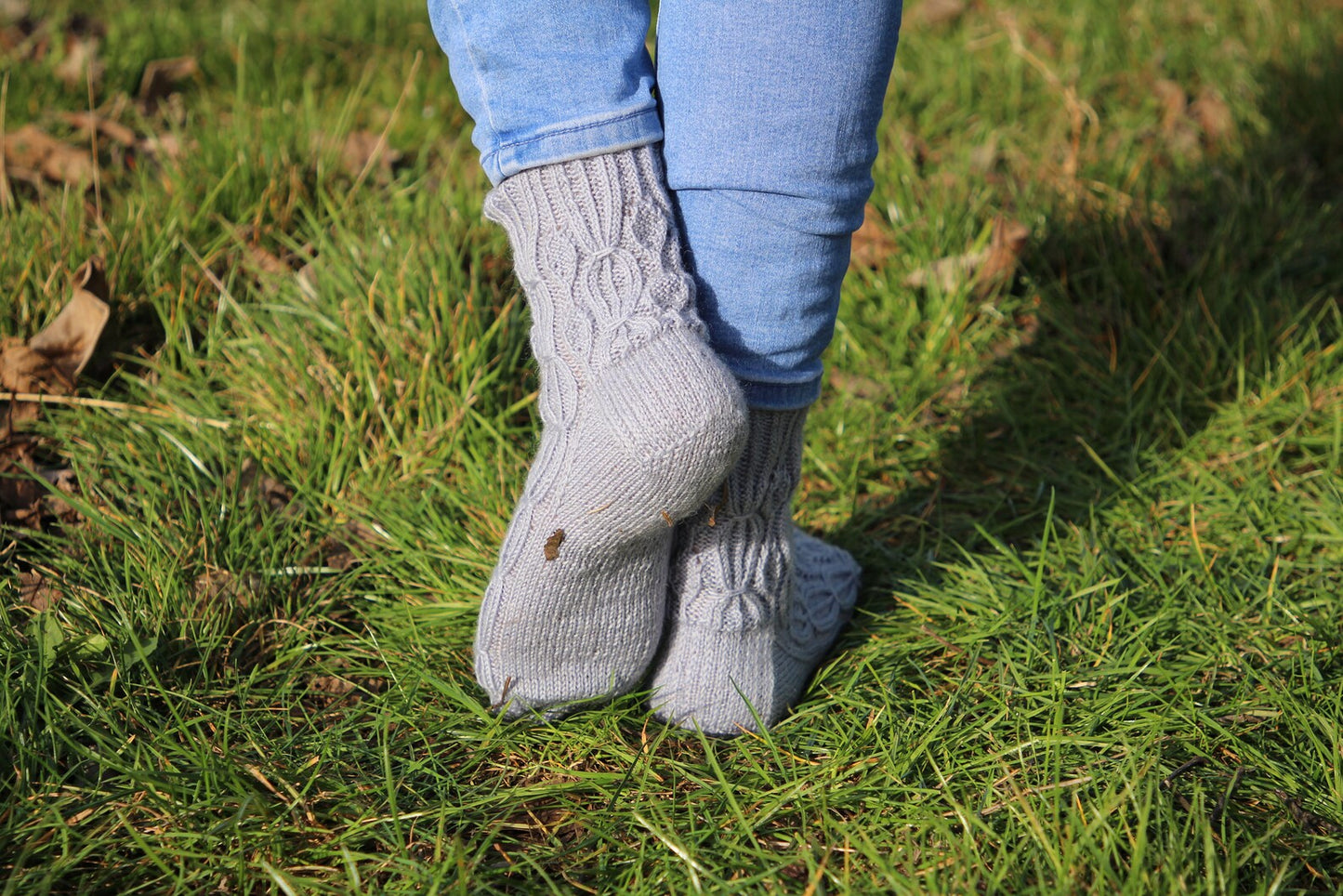 Silver Lace Japanese Patterned Wool Socks