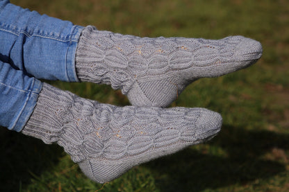 Silver Lace Japanese Patterned Wool Socks