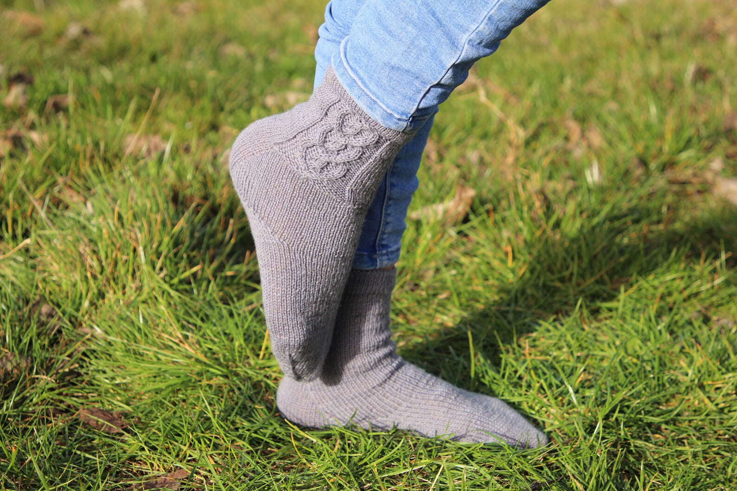 Charcoal Gray Cable Socks