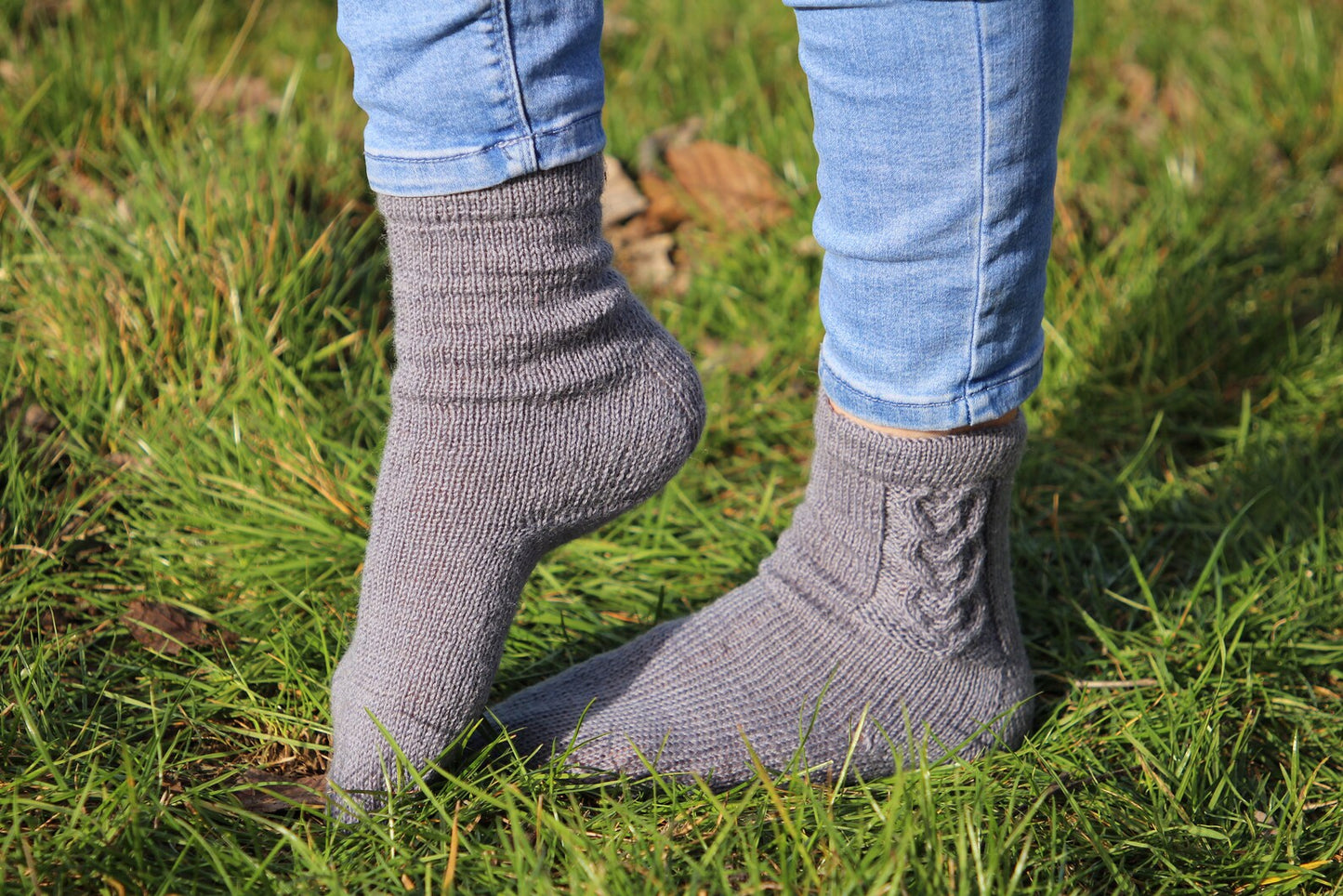 Charcoal Gray Cable Socks