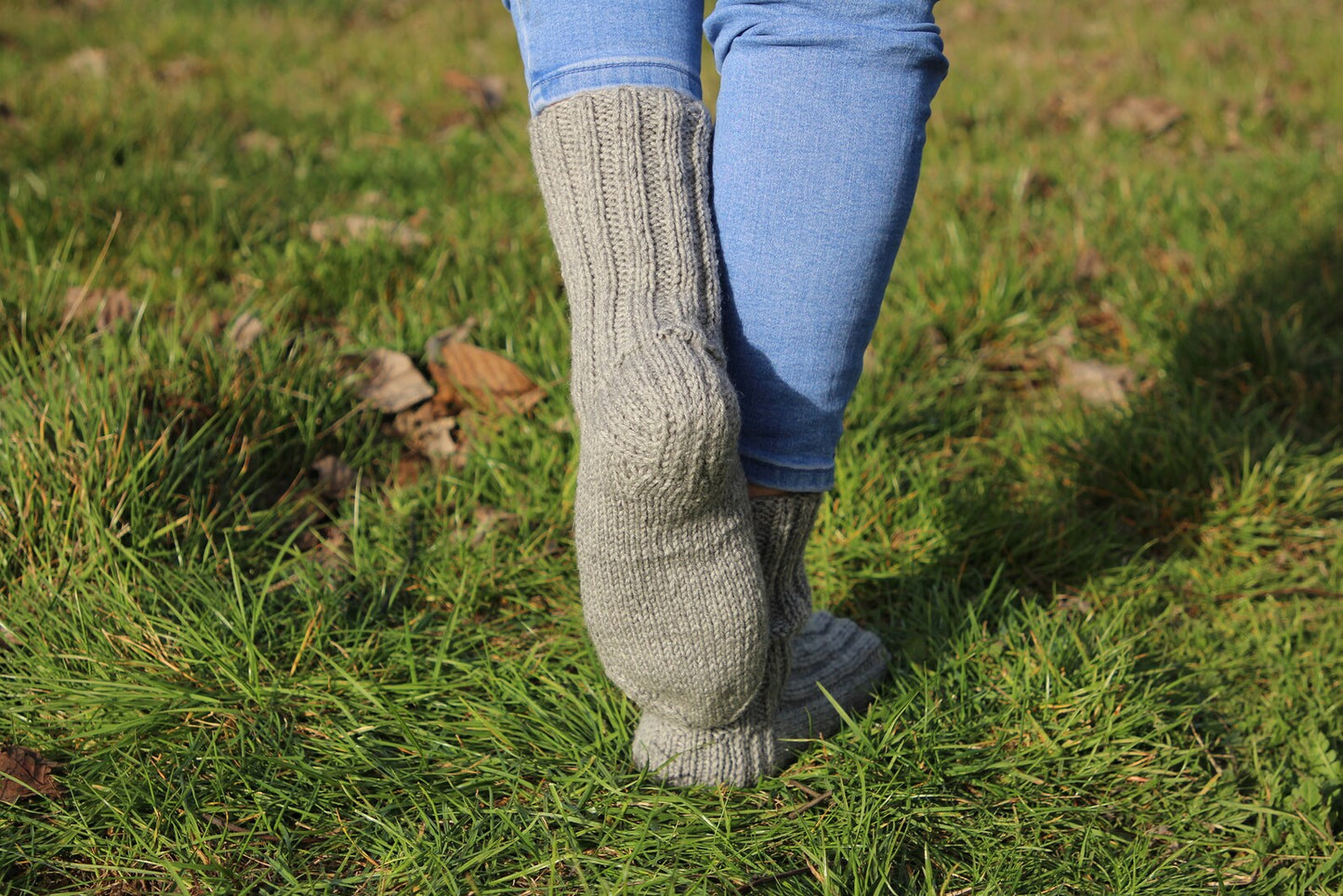 Heather Gray Ribbed Wool Socks