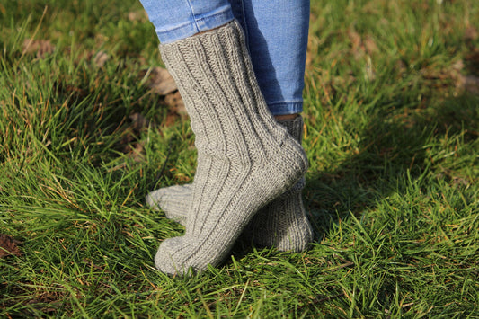 Heather Gray Ribbed Wool Socks