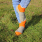 Vibrant Gray and Orange Wool Socks