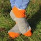 Vibrant Gray and Orange Wool Socks