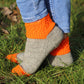 Vibrant Gray and Orange Wool Socks