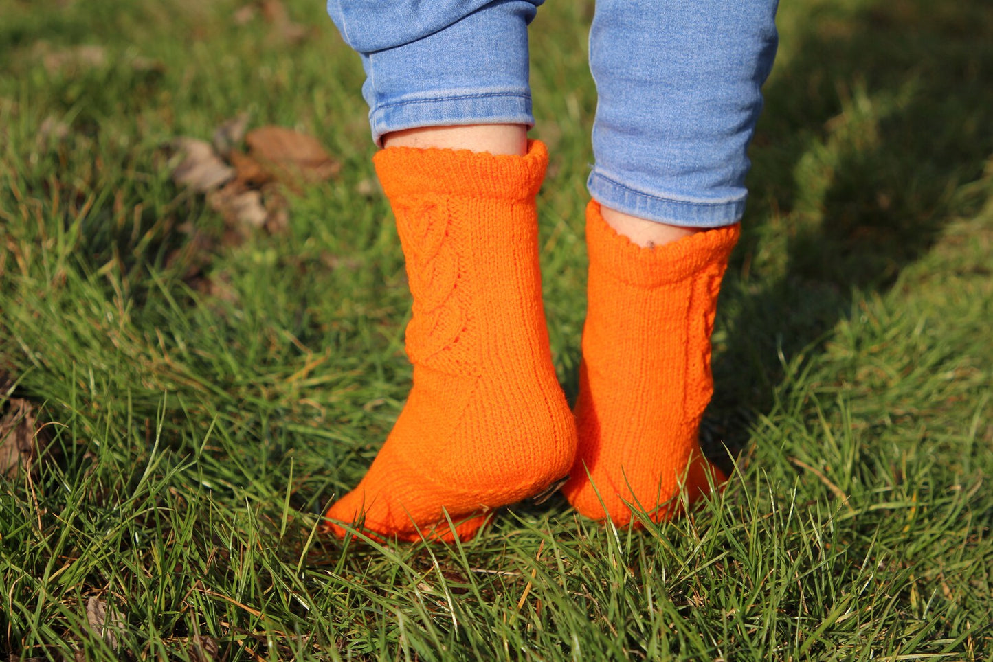 Vivid Orange Acrylic Socks