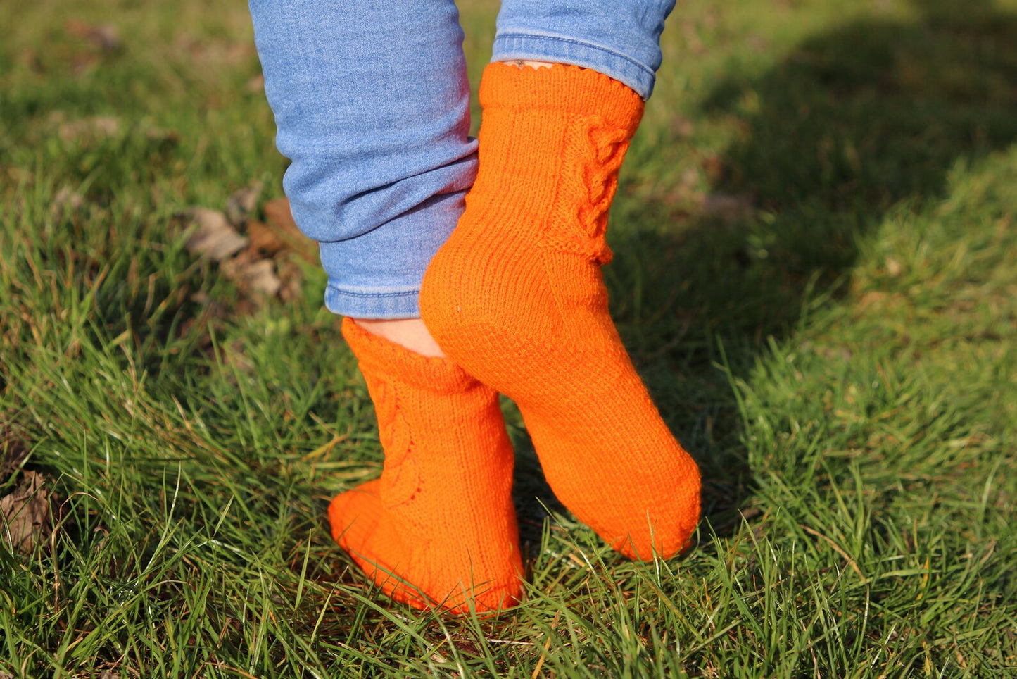 Vivid Orange Acrylic Socks