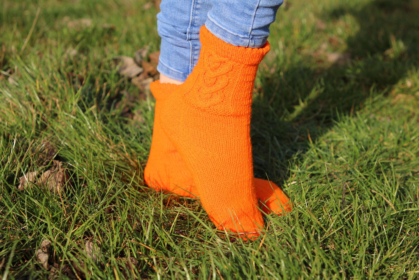 Vivid Orange Acrylic Socks