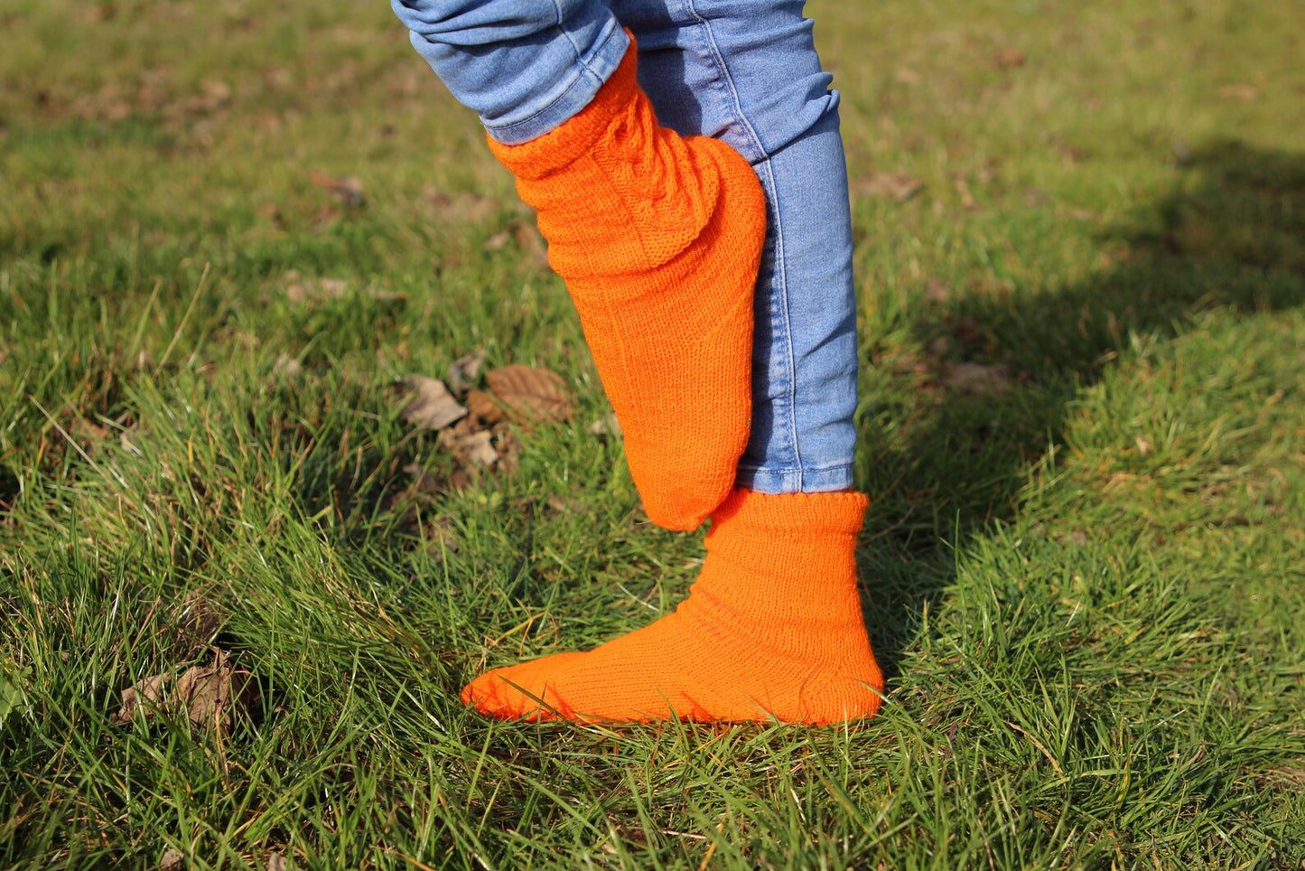 Vivid Orange Acrylic Socks