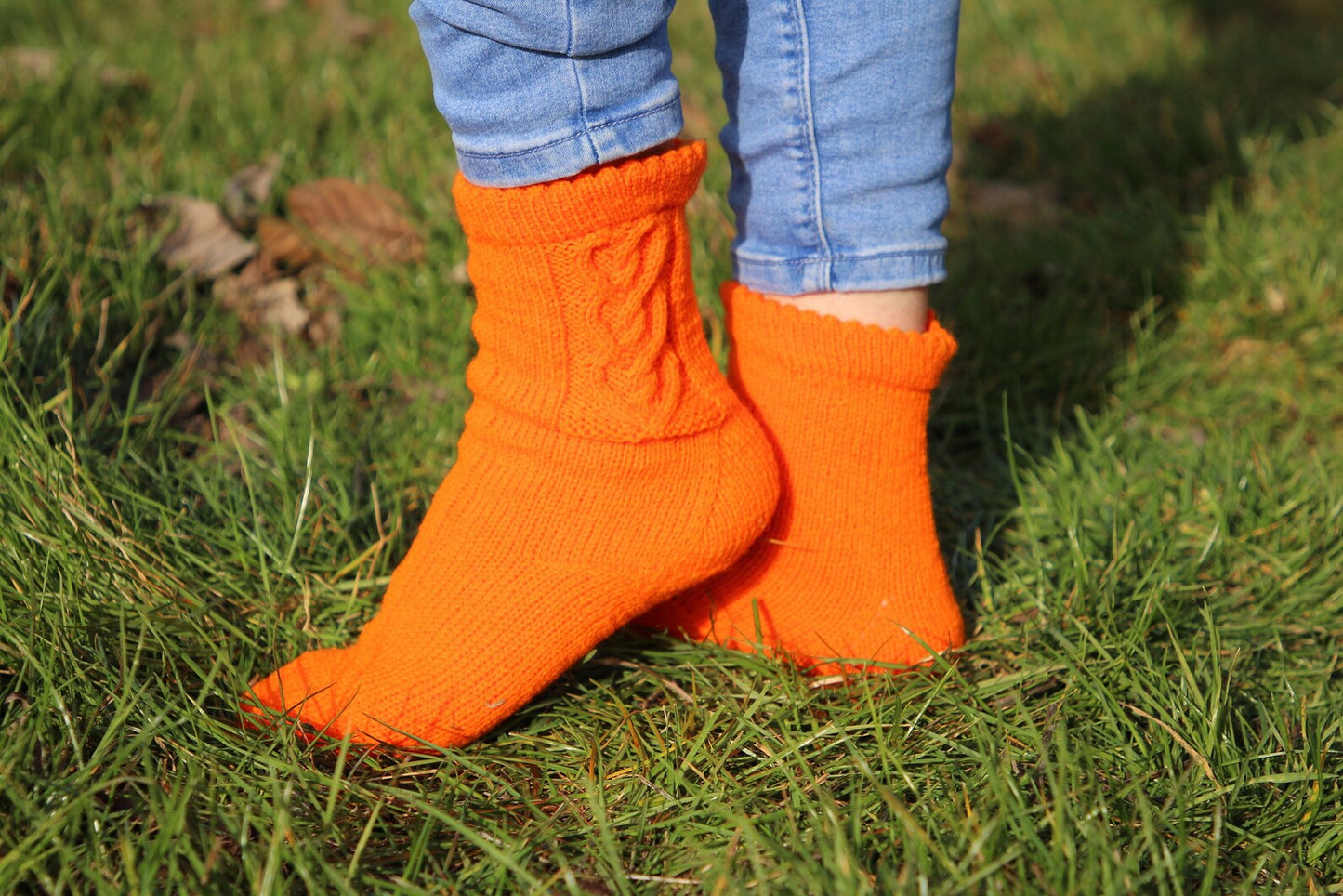 Vivid Orange Acrylic Socks