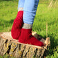 Rich Red Ribbed Cuff Socks