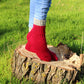 Rich Red Ribbed Cuff Socks